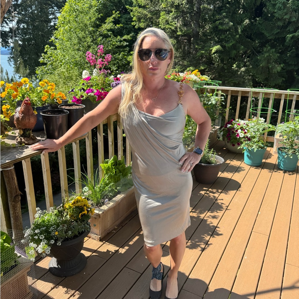 Elegant Gucci silver Draped Dress